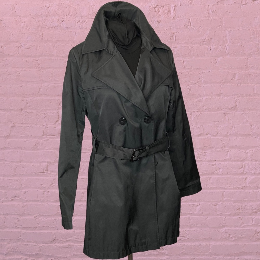 Via Spiga Black Trenchcoat - Size Large - In Like-New Condition